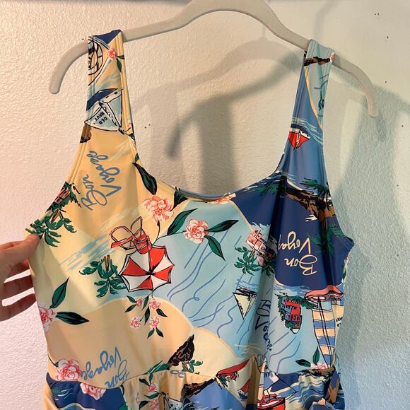 Old Navy Maternity Wrap Beach Scene One Piece Swimsuit Size 2X Plus Like New - Picture 4 of 14